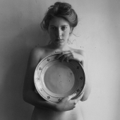 Woman with large plate